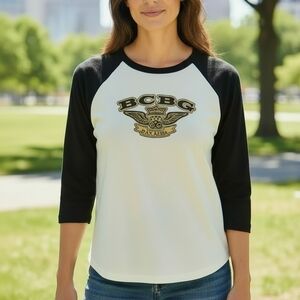 BCBG VINTAGE RARE Raglan Style Logo Tee. Size Sm